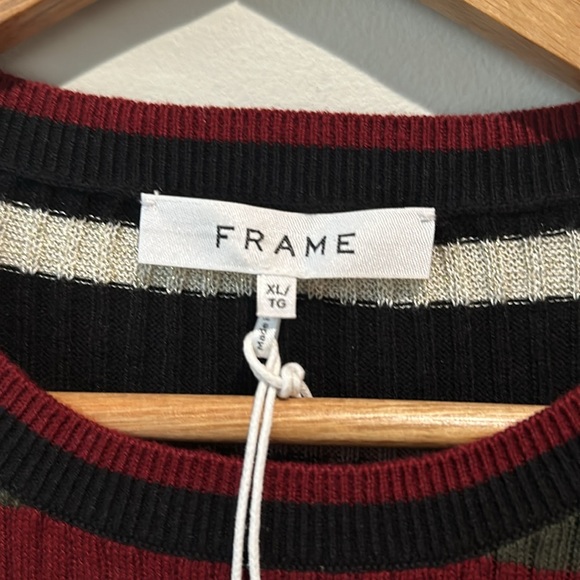 NWT FRAME Ribbed Metallic Stripe Top In Brandy Multi - Picture 4 of 5